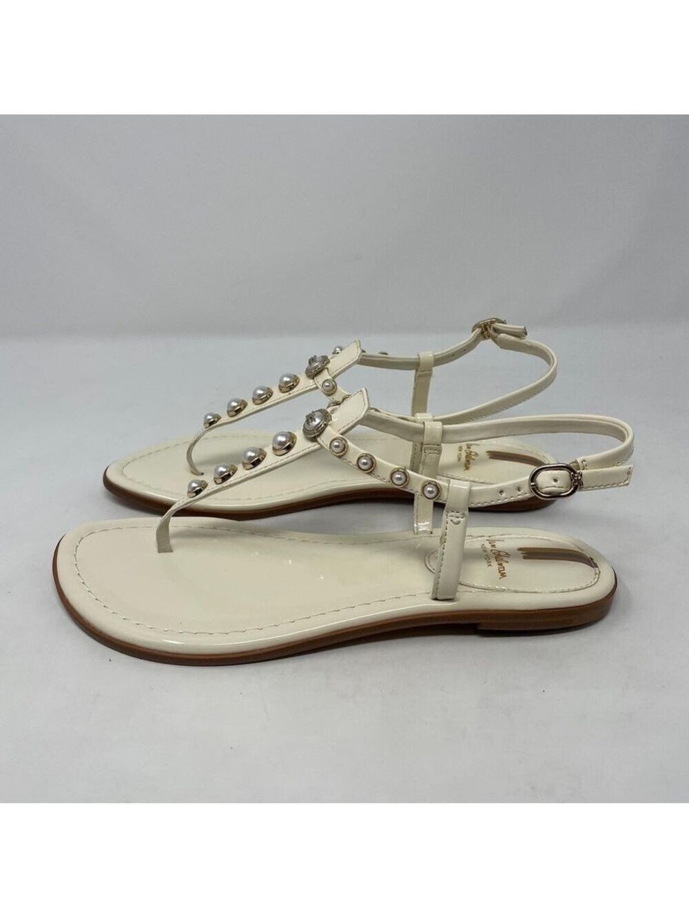 Sam Edelman Gigi Patent Pearl Embellished Thong T- Strap Sandals - NWT - Picture 9 of 11